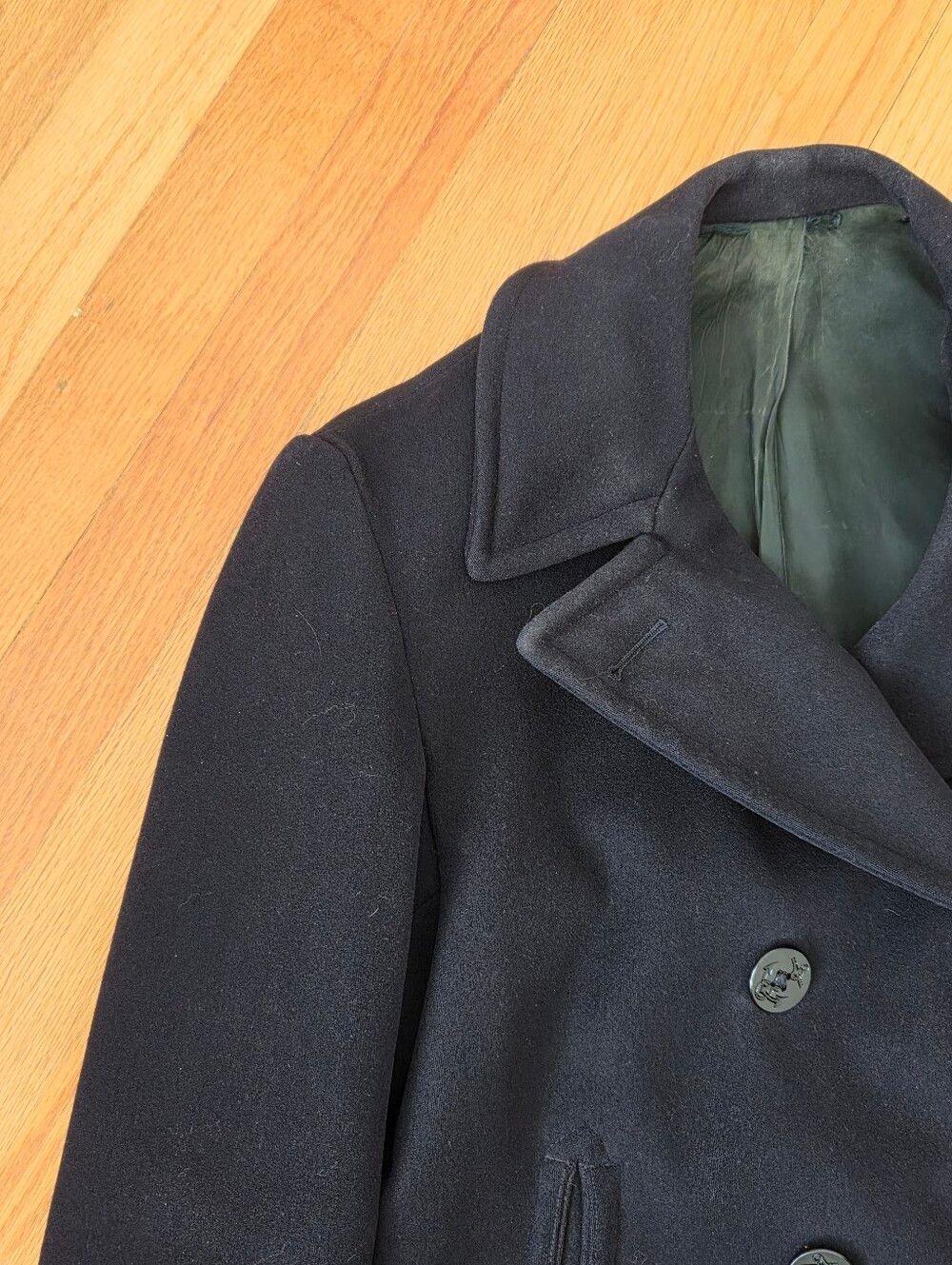 Vintage 1950s US Navy Peacoat Naval Clothing Depot Wool Double Breasted Coat S/S - Picture 11 of 15
